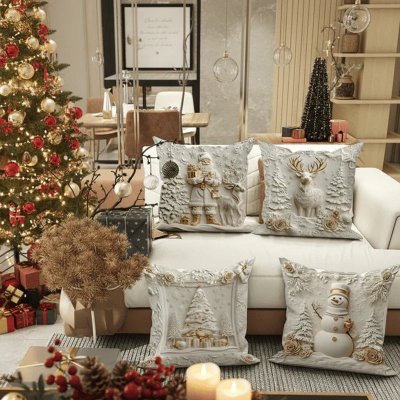 Festive Magic: 3D Christmas Decoration Covers Set (4 Pieces)