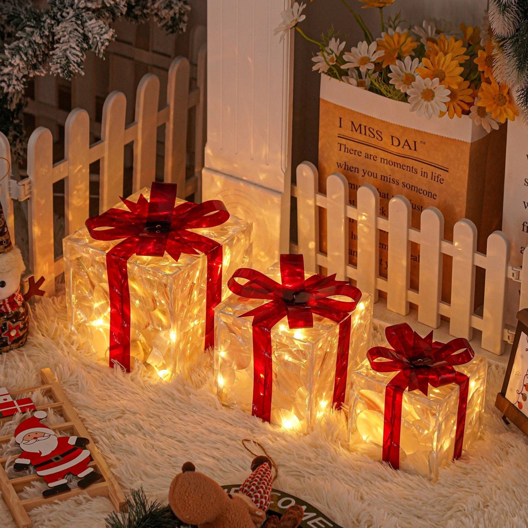 Leuchtende Geschenkboxen – Set mit 3 LED-Weihnachtsgeschenken für drinnen und draußen