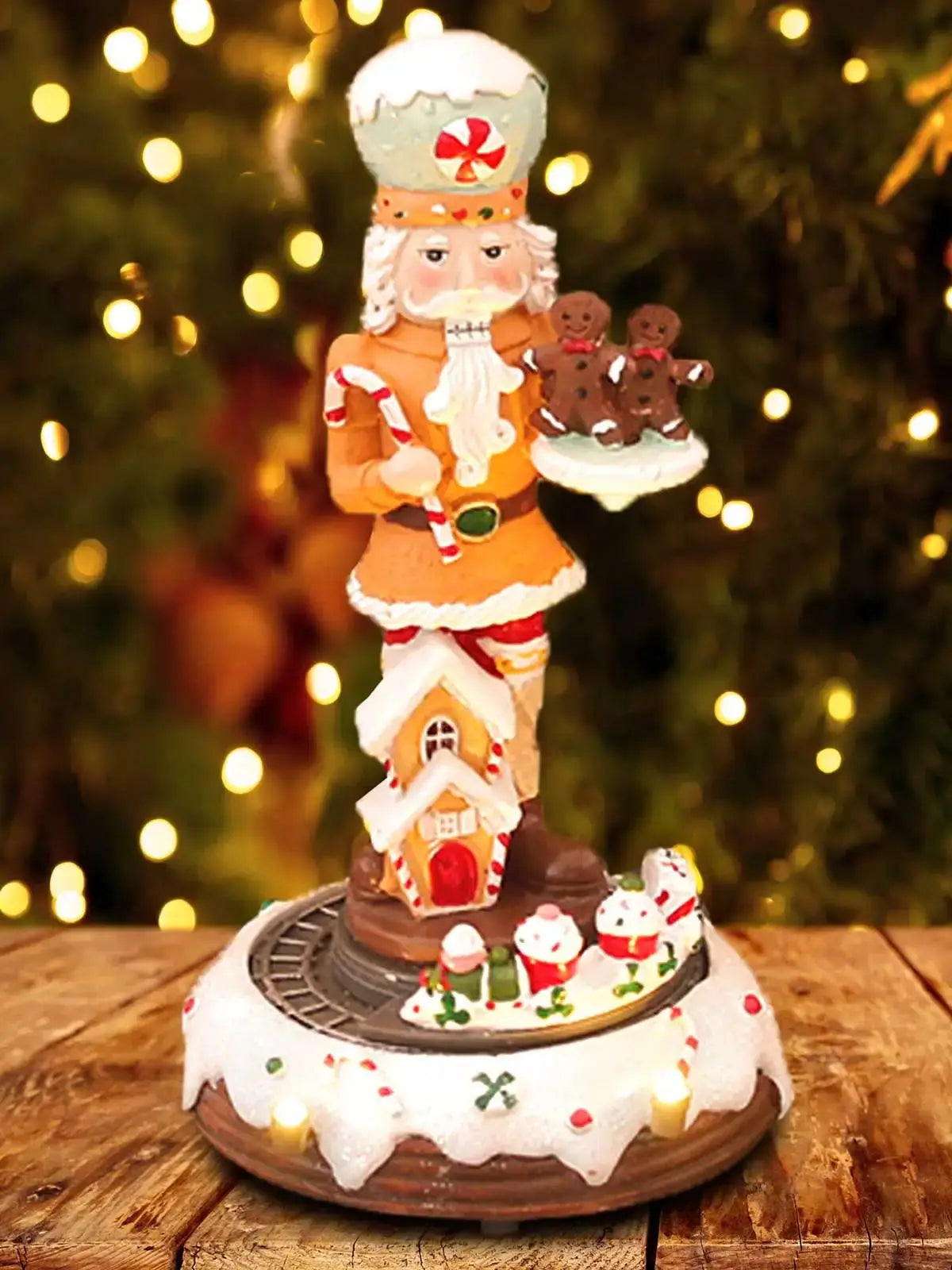 Christmas Nutcracker with LED Lights & Music | Rotating Train Figure | Handmade Christmas Tree Ornament