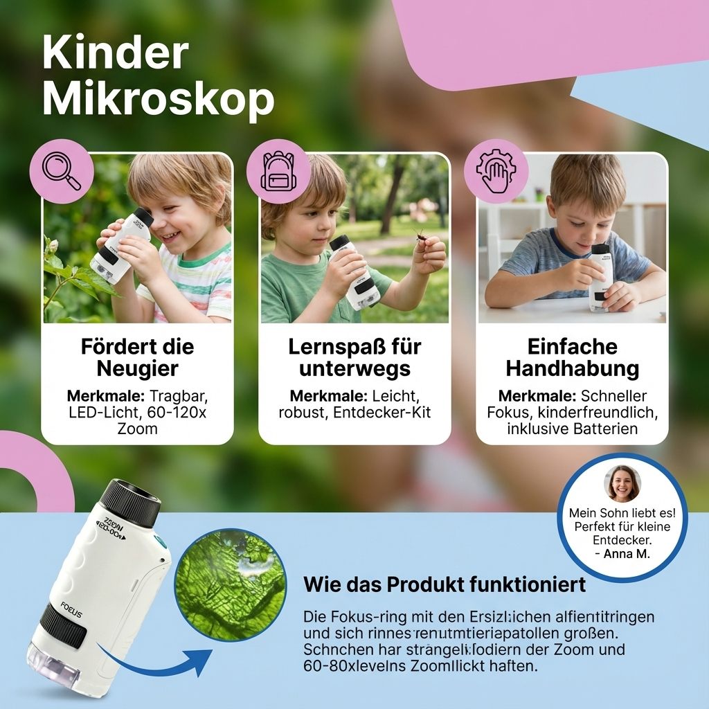 Mikroskop für Kinder – Entdeckungsset für junge Forscher