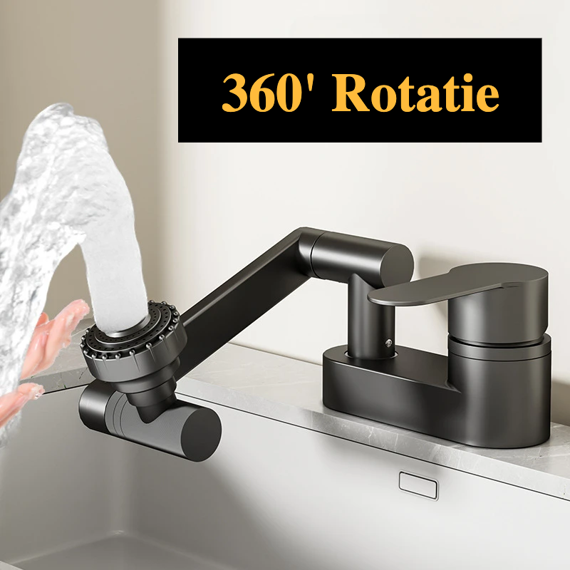 Duo-Flex Waschbeckenmischer mit 360° drehbar – Zwei-Loch-Armatur für Warm- und Kaltwasser