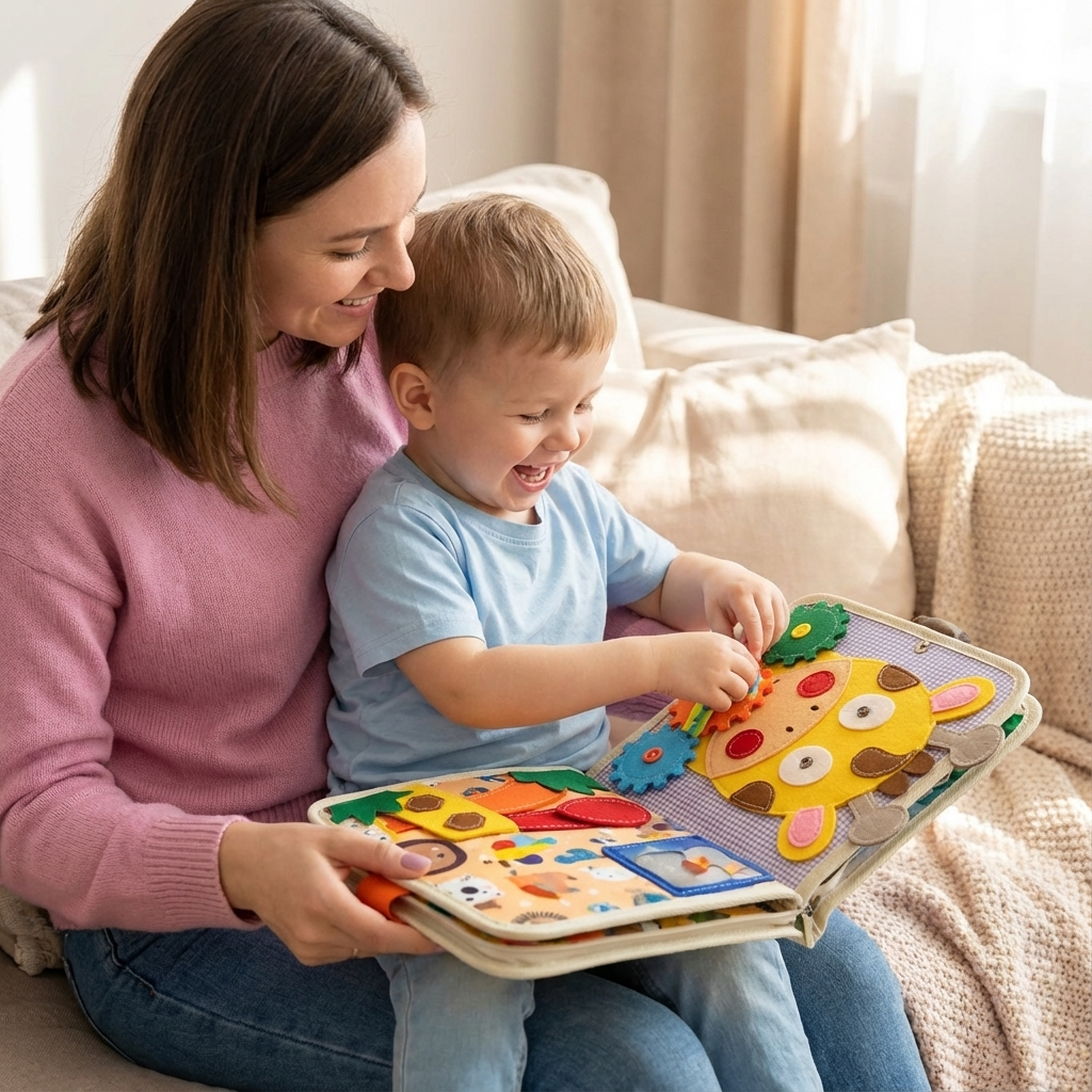 Sensorisches Geschichtenbuch mit Giraffen im Montessori-Stil