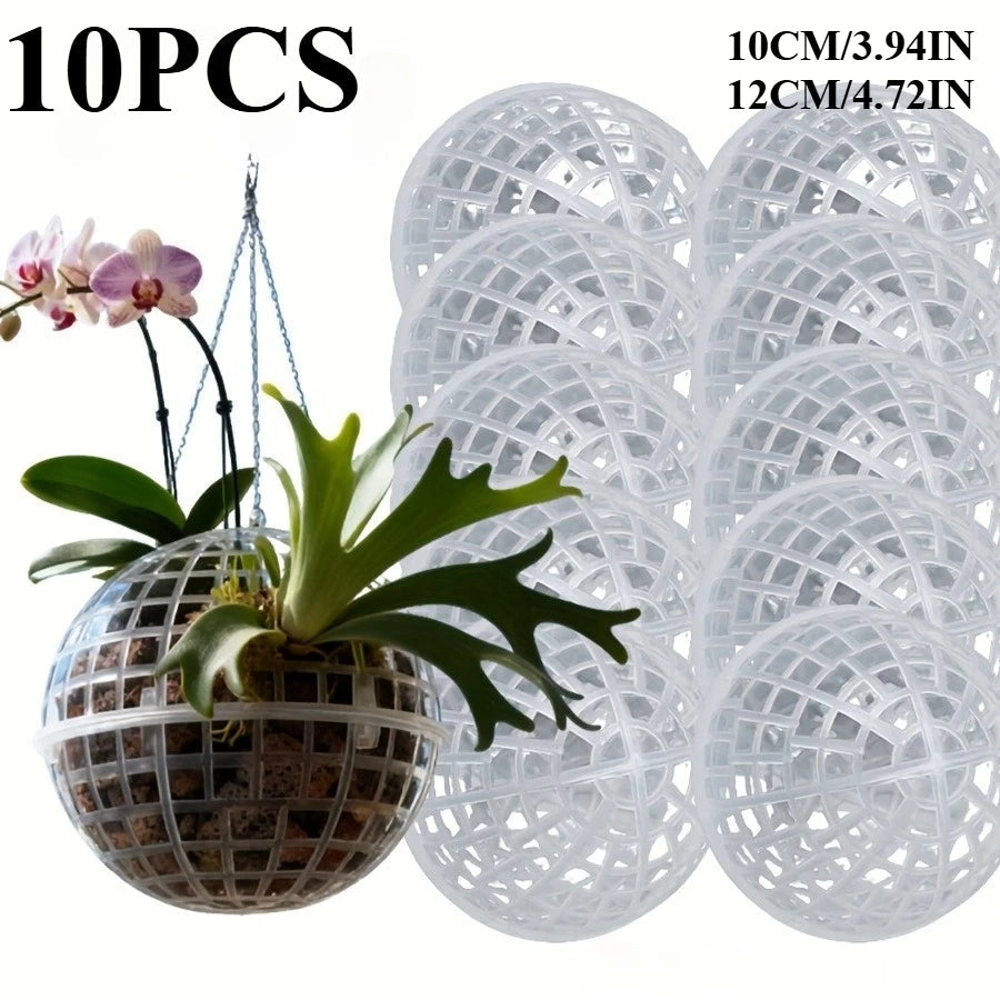 MossHarmony Hanging Planter Ball | Plastic with Drainage Holes | Ideal for Orchids and Ferns | Indoor and Outdoor Use