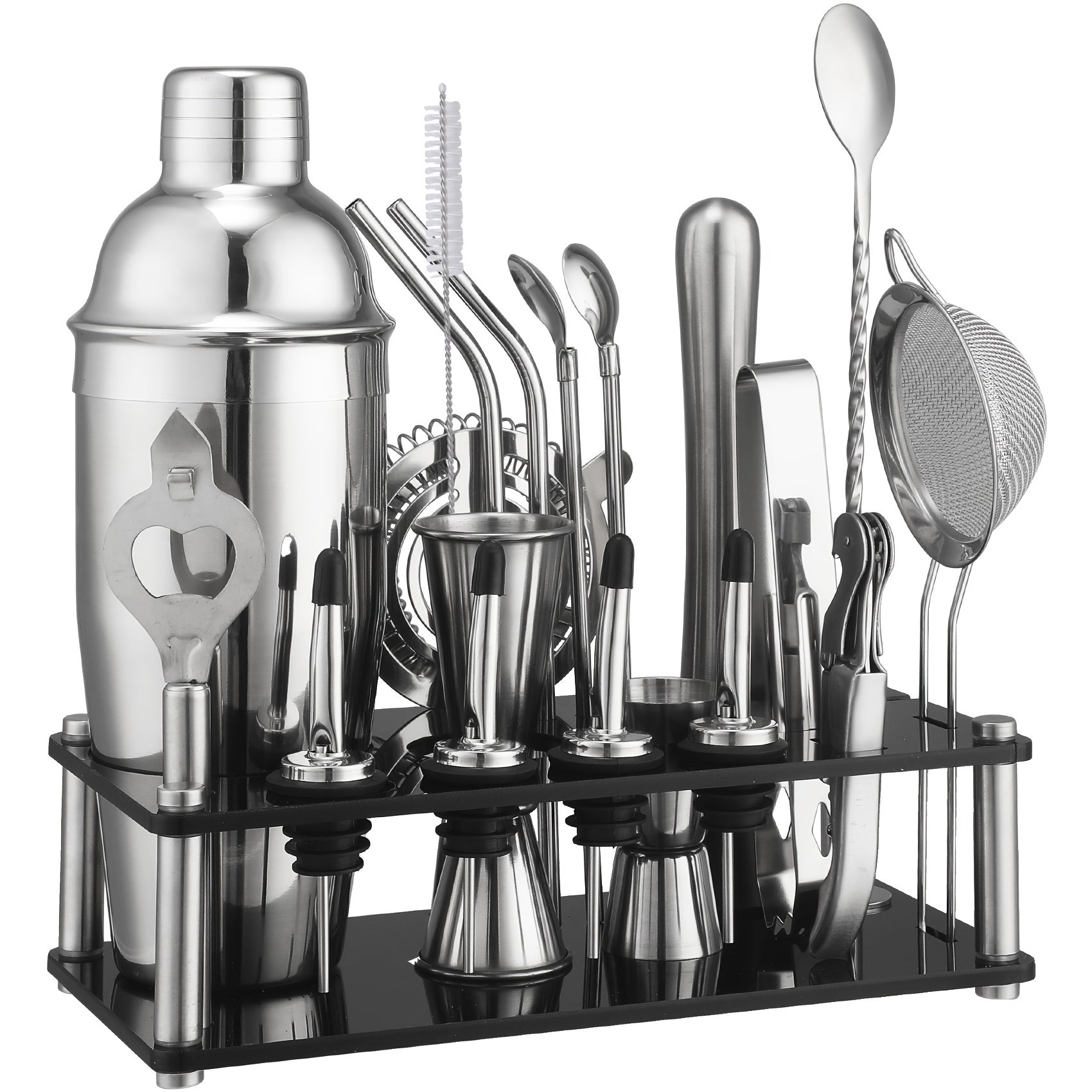 Elegantes Cocktail-Set mit 20 Profi-Werkzeugen und Acrylständer