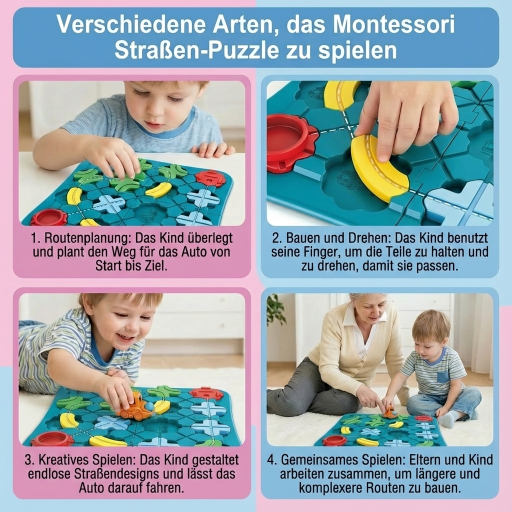 Puzzle für Straßen im Montessori-Stil