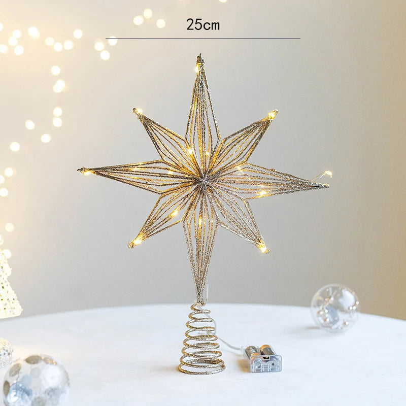 Festlicher Goldstern mit LED-Beleuchtung für den Weihnachtsbaum