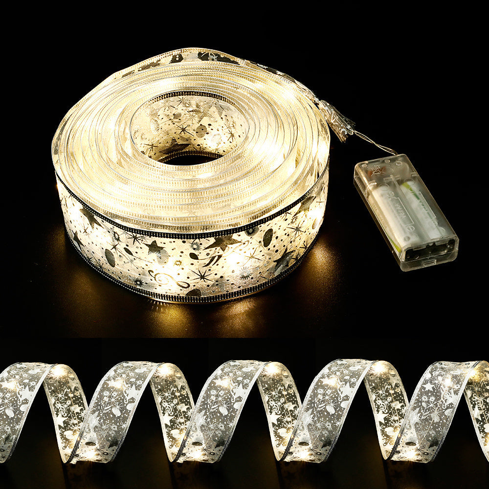 Dekoratives Lichtband mit bunten LED-Leuchten – 5 cm breites Stoffband
