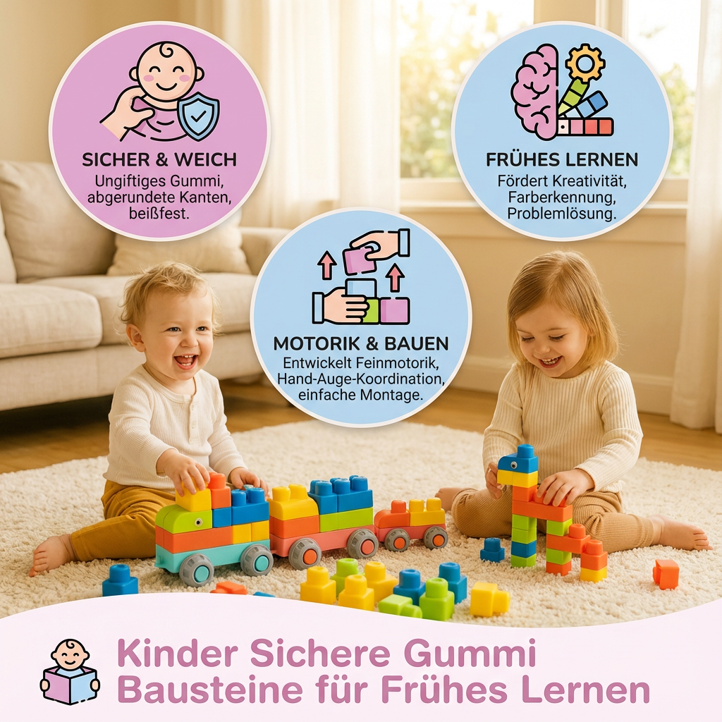 Sichere Gummi Bausteine für Kinder – Lernspielzeug für frühe Entwicklung