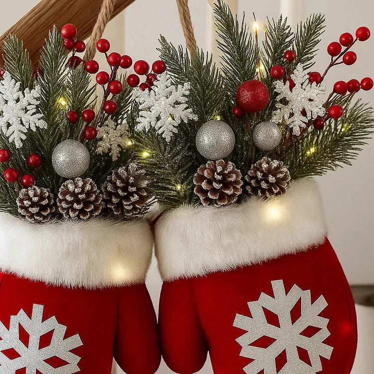 Festlicher Weihnachtskranz in Handschuhform – 120 LEDs mit Timer