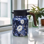 Elegante Teekanne mit Blütenmuster – Edelstahlflasche mit integriertem Sieb