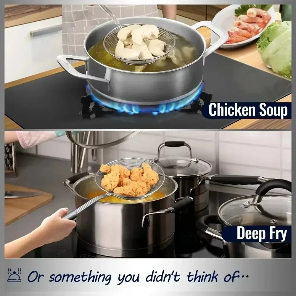 1 Stück Doppelter Rundlöffel aus Edelstahl zum Frittieren und Abtropfen