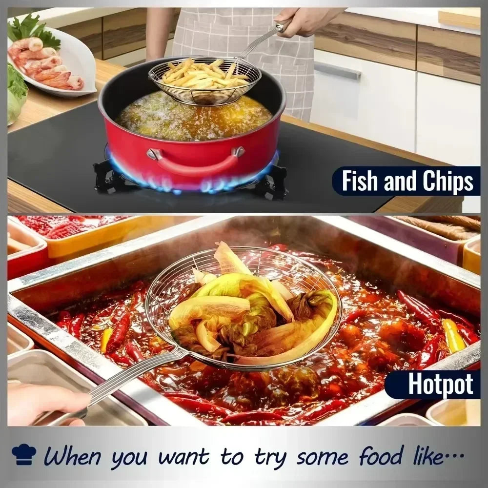 Edelstahl Frittierlöffel mit Doppelspitze für einfache Handhabung