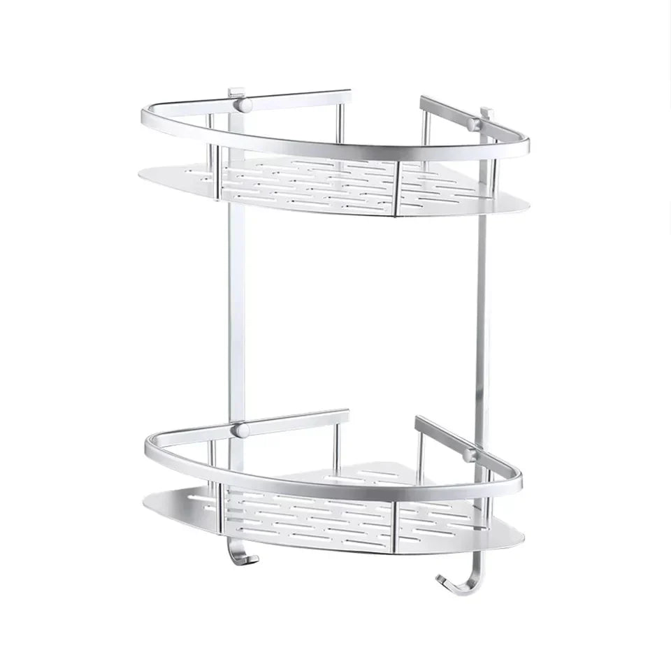 2-lagiges Aluminium-Stahl-Eckregal für das Badezimmer