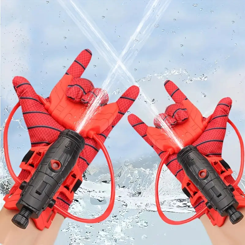 2-teilige Wasserblaster-Handschuhe im Spinnennetz-Design – Spielzeug für Kinder von 3-6 Jahren