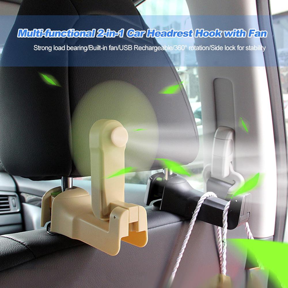 Praktischer Auto Kopfstützenhaken mit integriertem Ventilator | CoolRide