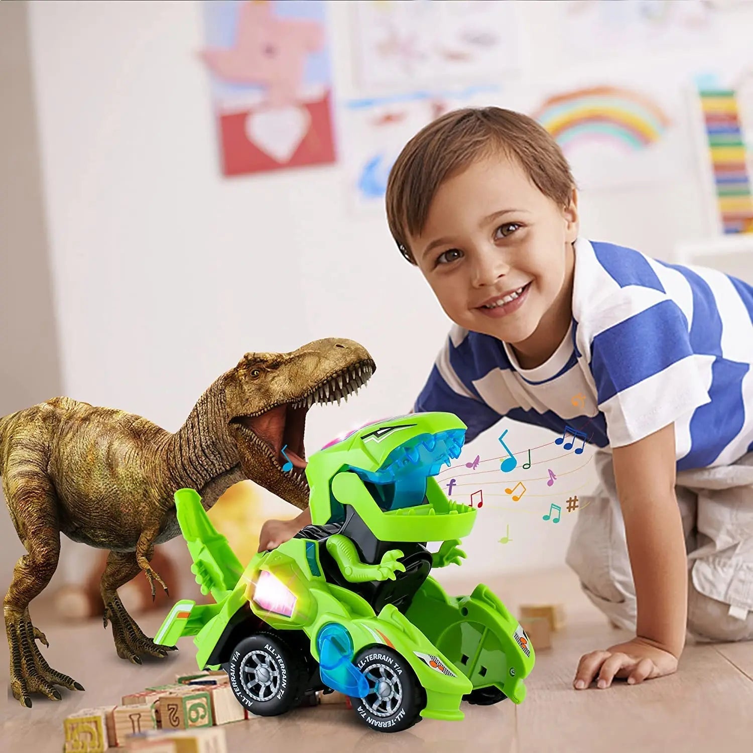 Transformationsspielzeug Dino-Auto mit Licht und Geräuschen