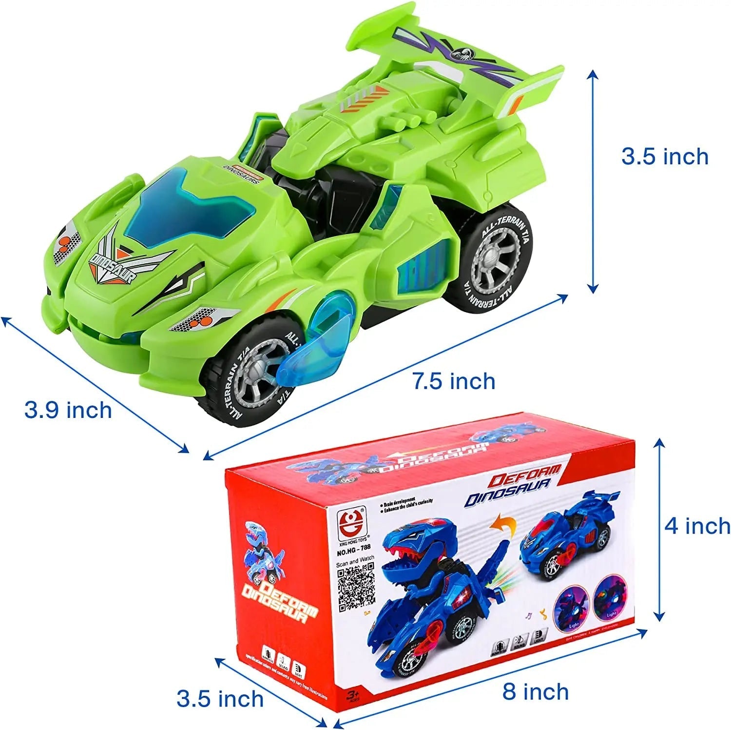 Transformationsspielzeug Dino-Auto mit Licht und Geräuschen