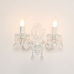 Elegante Wandlampe für Kerzen mit Kristallverzierung in Weiß