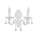 Elegante Wandlampe für Kerzen mit Kristallverzierung in Weiß