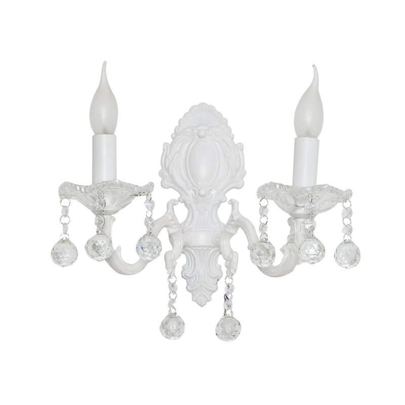 Elegante Wandlampe für Kerzen mit Kristallverzierung in Weiß