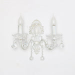 Elegante Wandlampe für Kerzen mit Kristallverzierung in Weiß