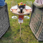 Elegant folding table for the perfect picnic with wine holder