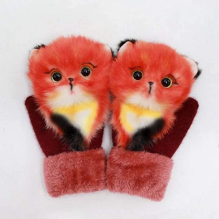 Verspielte Plüschhandschuhe für die kalte Jahreszeit
