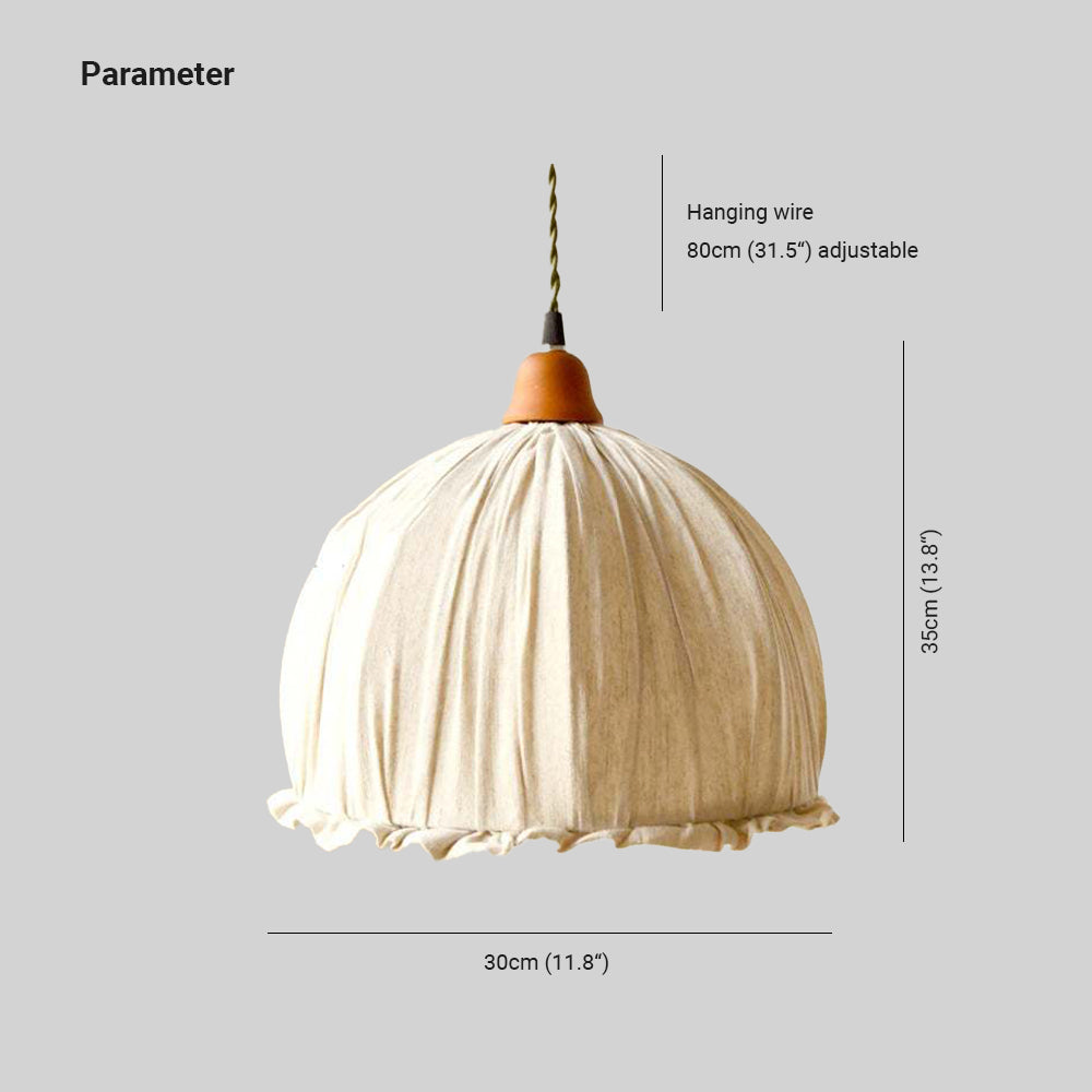 Minimalistische skandinavische LED Pendelleuchte mit beigem Stoffschirm für Wohnzimmer und Esszimmer, höhenverstellbar