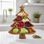 Festive Wooden Serving Tray with Practical Compartments | Set of 2