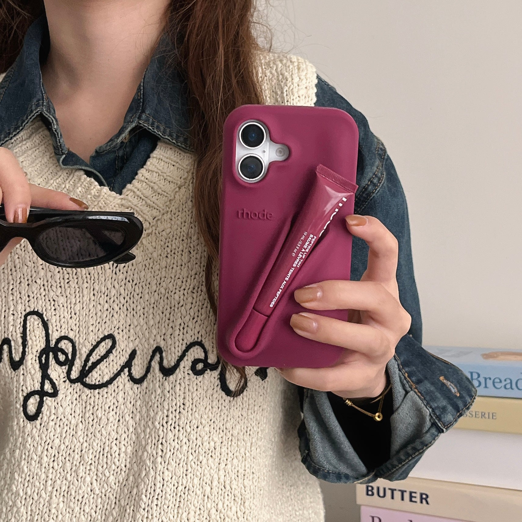Stylische 3D Silikon Lippenstift Handyhülle für iPhone