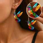 Bunte Kolibri Ohrringe – Fröhlicher Anhänger Schmuck mit fliegendem Vogel