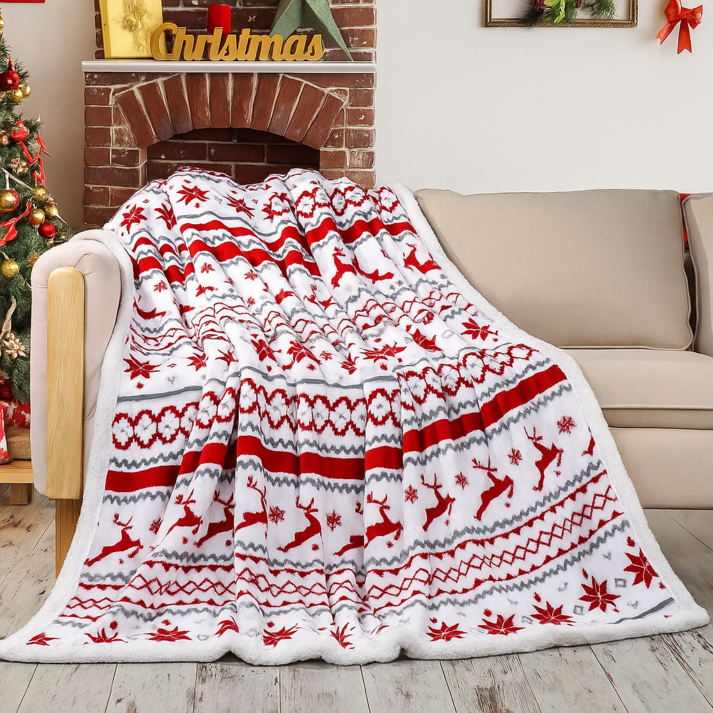 Festive Sherpa Blanket for Cozy Christmas Evenings