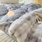 Gemütliches Plüsch Bettwäsche Set – Warm und weich für Herbst & Winter | Wendbares Design in Kaninchenfell & Milchvelours