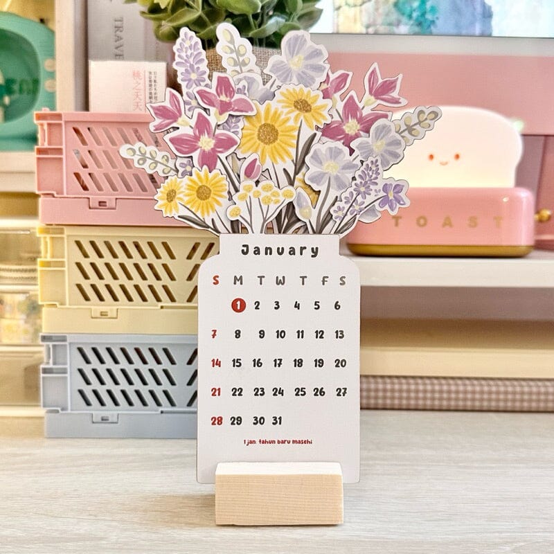 Schreibtischkalender 2024 mit blühenden Blumen