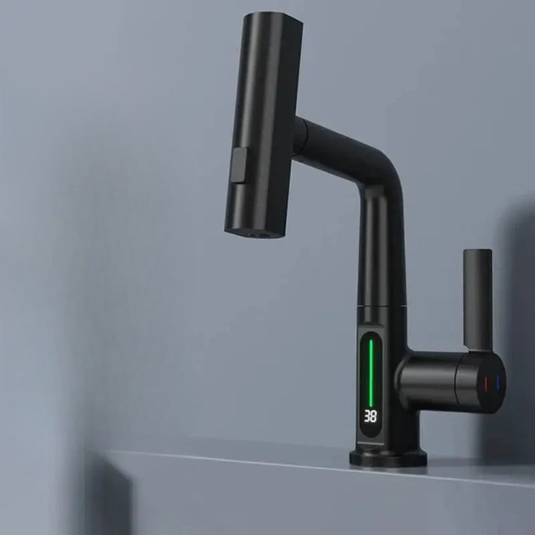 Smart Kitchen Faucet with Temperature Display and Spray Modes