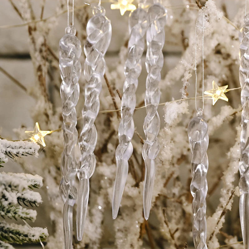 12 Stück Kunst-Eiszapfen für Weihnachtsbaumdekoration