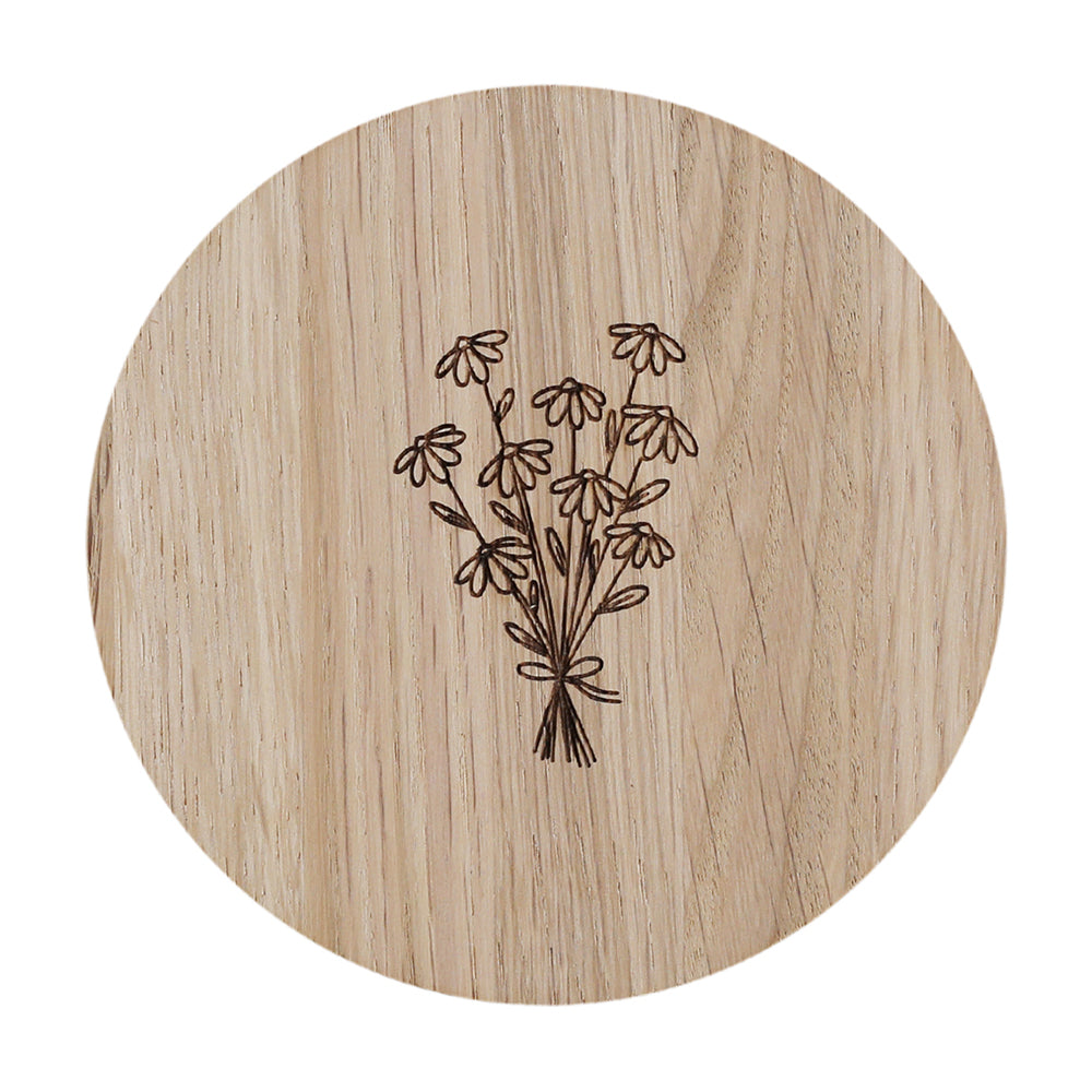 Elegante Untersetzer aus Eichenholz mit Blumenmuster