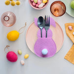 Happy Easter Decor: Set of 4 Bunny Cutlery Holders