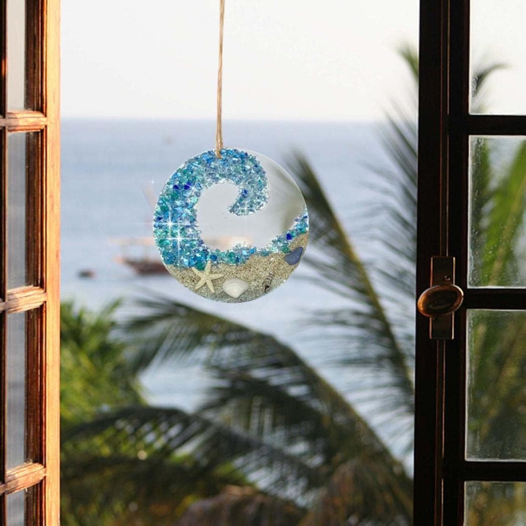 Glitzernde Meereswelle | Handgefertigter Sonnenfänger für Fenster