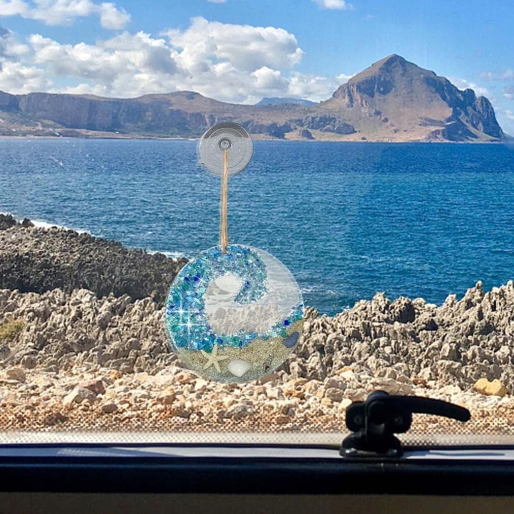 Glitzernde Meereswelle | Handgefertigter Sonnenfänger für Fenster