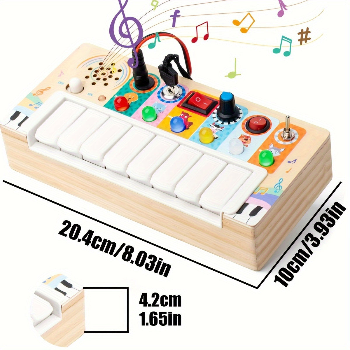 Holzspielzeug zur musikalischen Früherziehung mit Tasten und Lichtern