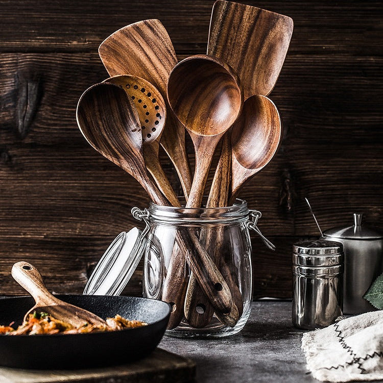 Nature-Inspired Wooden Kitchen Utensil Set