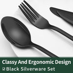 Elegantes 24-teiliges Besteckset in Schwarz – Edelstahl & Spülmaschinenfest