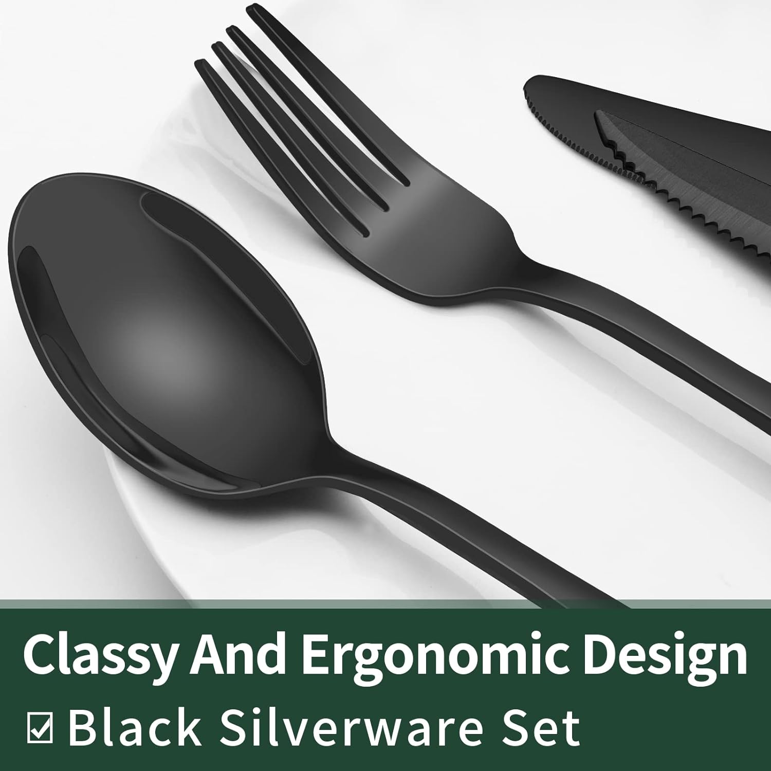 Elegantes 24-teiliges Besteckset in Schwarz – Edelstahl & Spülmaschinenfest