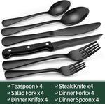 Elegantes 24-teiliges Besteckset in Schwarz – Edelstahl & Spülmaschinenfest