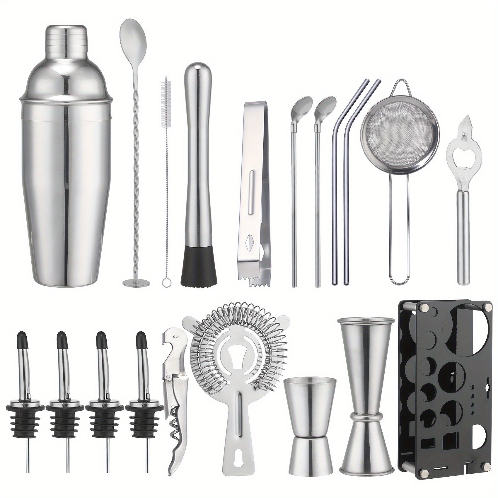 Elegantes Cocktail-Set mit 20 Profi-Werkzeugen und Acrylständer