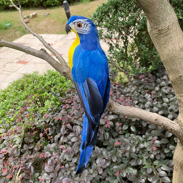 Lebensechter Papagei Gartenornament – Farbige Vogelfigur