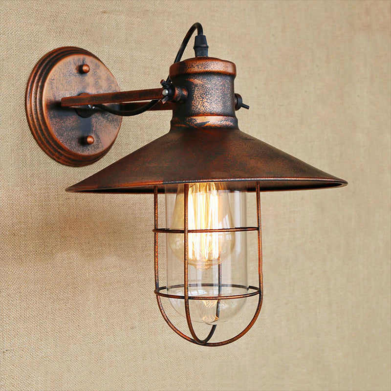 Elegante Wandleuchte aus Glas im Industrie-Stil – Schwarz/Rost