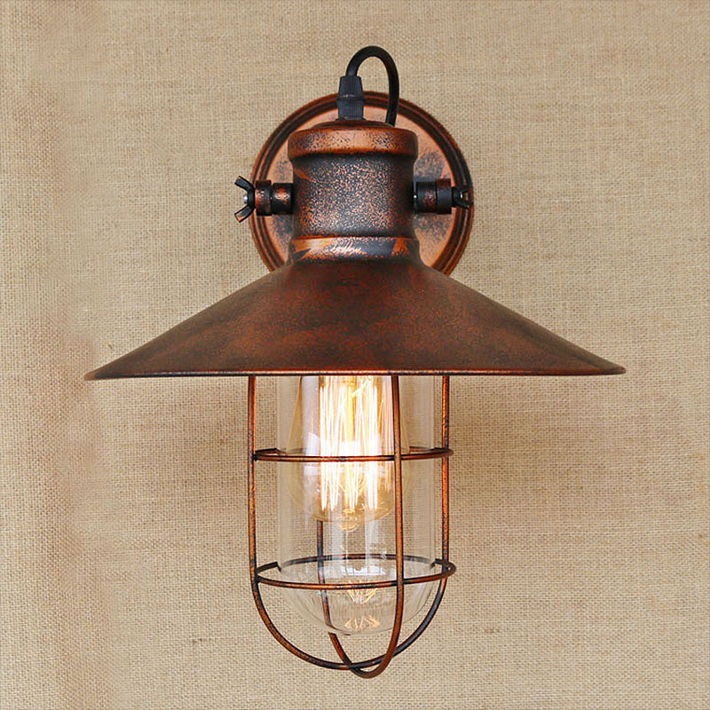 Elegante Wandleuchte aus Glas im Industrie-Stil – Schwarz/Rost