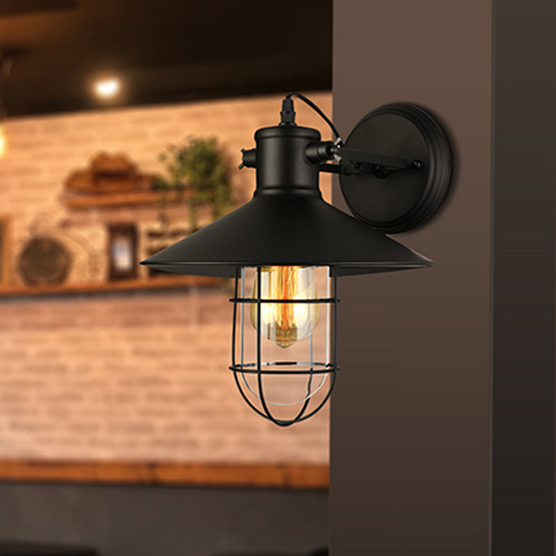 Elegante Wandleuchte aus Glas im Industrie-Stil – Schwarz/Rost